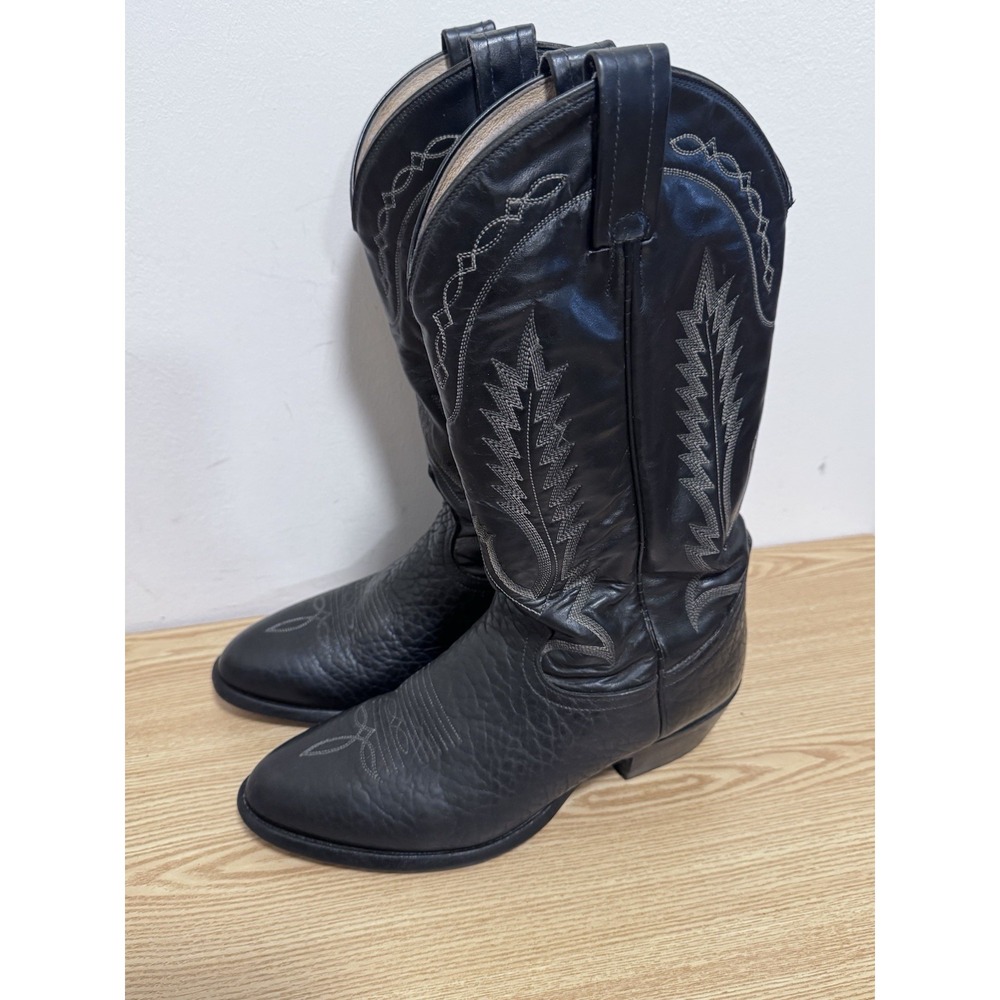 Tony Lama Cowboy Boots Black Mens Size 7.5 EEE Western/Work Style #8333 Classic